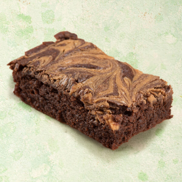 Vegan chocolate peanut brownies with chocolate topping.