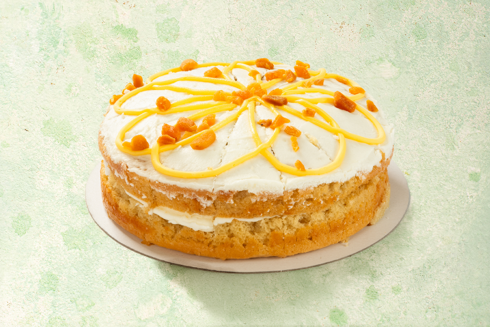 VG-St-Clements-Cake Vegan St Clement's cake with orange and lemon icing.